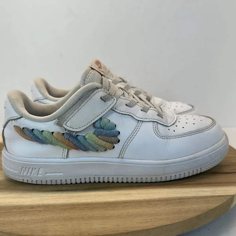 NIKE AIR FORCE 1 Low LV8 Easy On PS Rainbow Puff Sneakers Shoes Youth 2.5 2.5Y